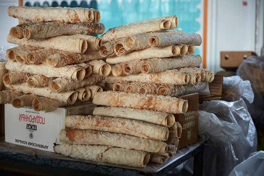 Lavash for sale at GUM Market in Yerevan, Armenia. Photo by John Lee