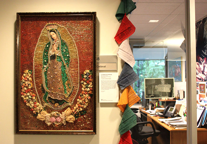 <i> La Virgen de Guadalupe </i> outside of curator Olivia Cadaval’s office. Photo by Elisa Hough