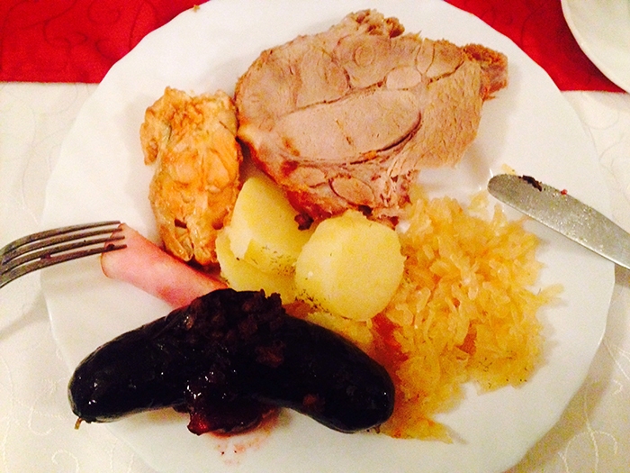 A traditional Estonian Christmas meal, with blood sausage at the bottom. Photo courtesy Kadi Levo