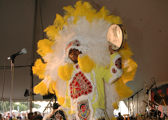 Big Chief Monk Boudreaux of the Golden Eagles Mardi Gras Indian Tribe at the 2006 Folklife Festival. Photo by David Hobson, Ralph Rinzler Folklife Archives