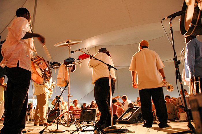 The Hot 8 Brass Band performs at the Been in the Storm So Long evening concert at the 2006 Smithsonian Folklife Festival. Photo by David Hobson, Ralph Rinzler Archives
