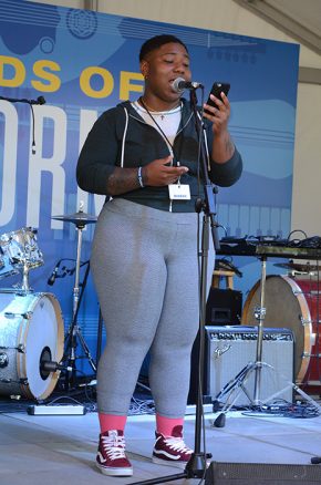 Bay Area Youth Speaks poet Ebony Donnley at the 2016 Folklife Festival. Photo by Ravon Ruffin, Ralph Rinzler Folklife Archives